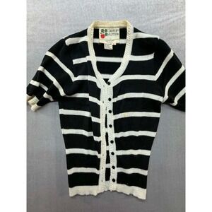 Vintage Apple Blossom Sweater Striped Black White‎ Size Small